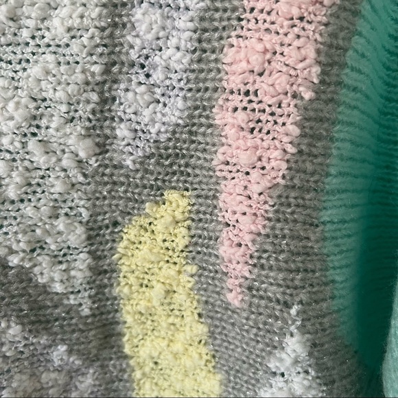 Vintage Pastel Boucle Knit Dolman Sleeve Sweater • Medium - Picture 4 of 8